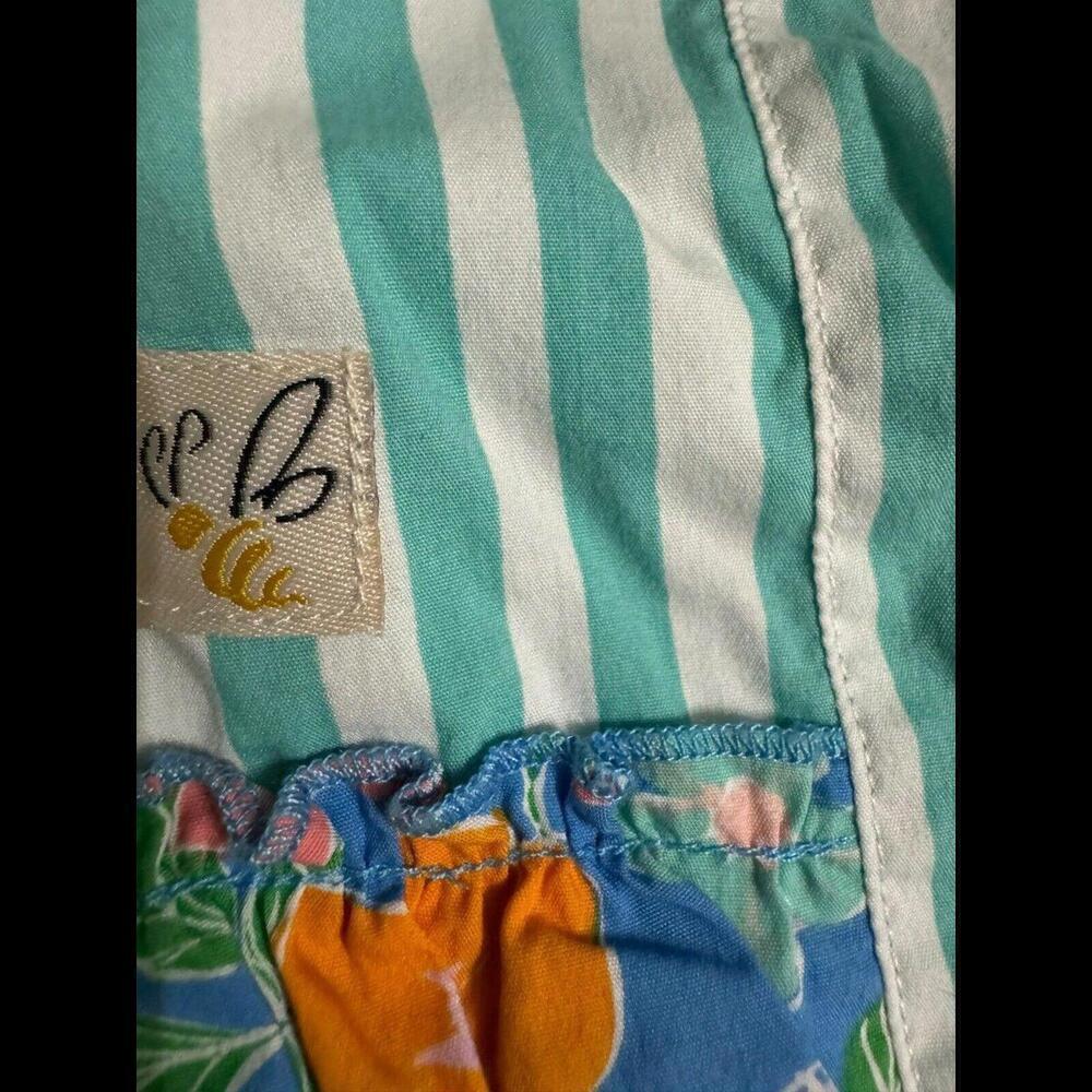 Wildflowers Blue Stripe Ruffle Bubble Romper k98 - Picture 3 of 4